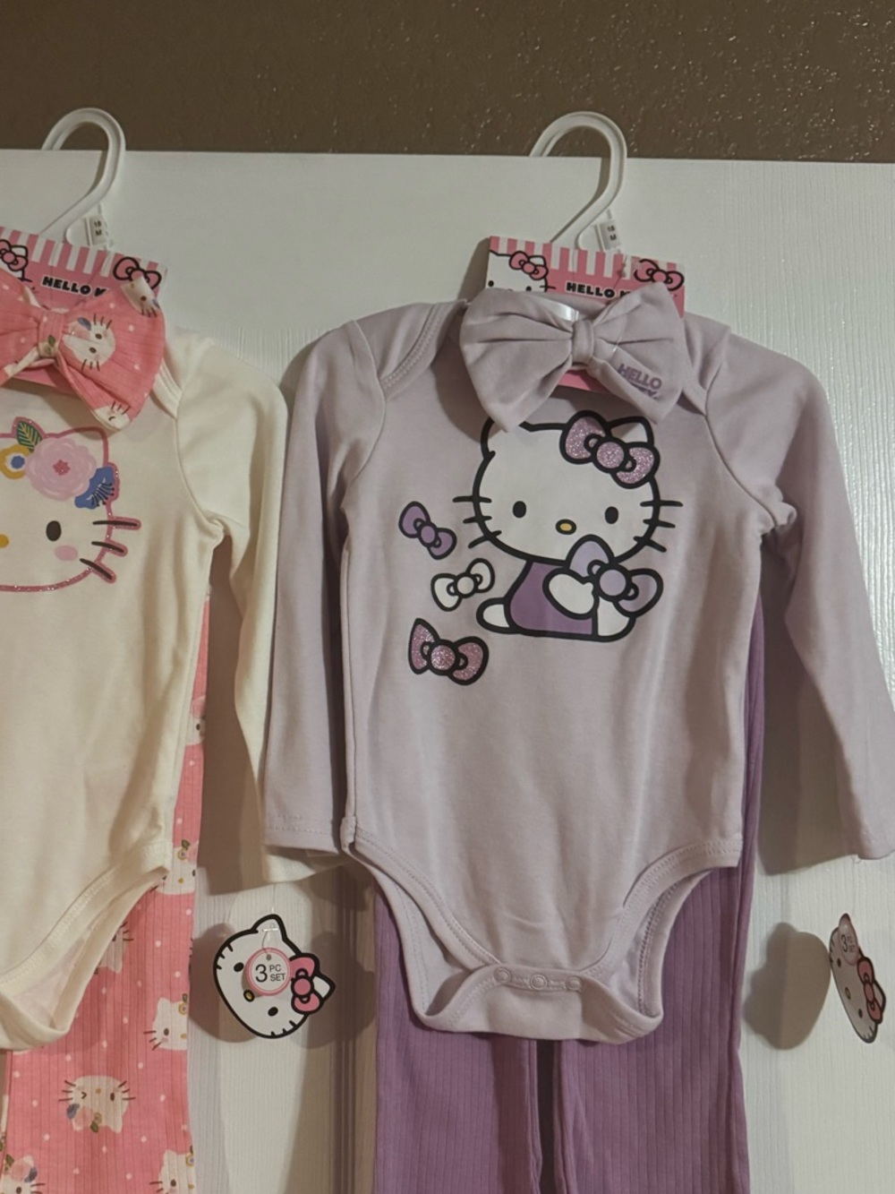 Hello Kitty Lilac and Peach Long-Sleeve Baby Bodysuit and Flare Pants with Bow
